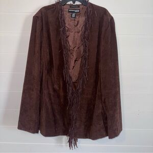 Norton McNaughton faux suede fringe open-front Boho  Western jacket Women’s 18W